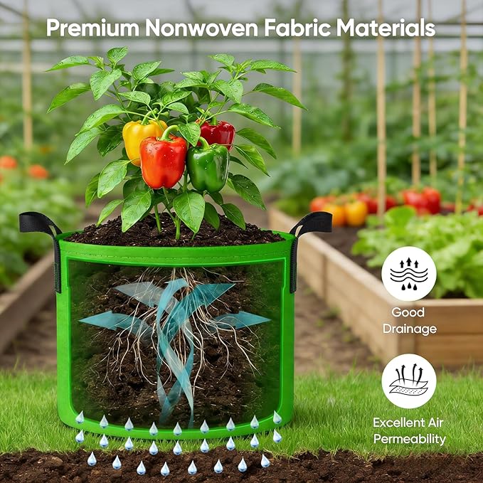 5 Gallon Potato Grow Bags: Set of 5 Colorful Gardening Supplies Fabric Pots - Image 5