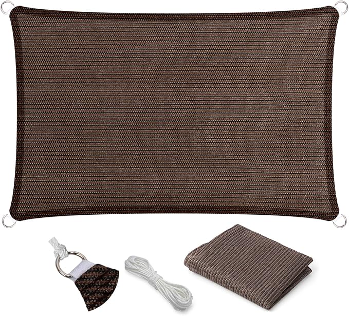 Eden's Decor Straight Flat-Edged Sun Shade Sail Rectangular 7' x 11' Brown by EdensDecorInc
