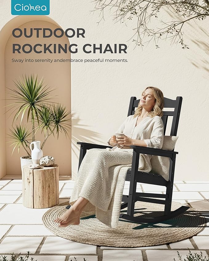 Ciokea Oversized Outdoor Rocking Chairs Set of 4, 380lbs Heavy-Duty Large Patio - Image 8