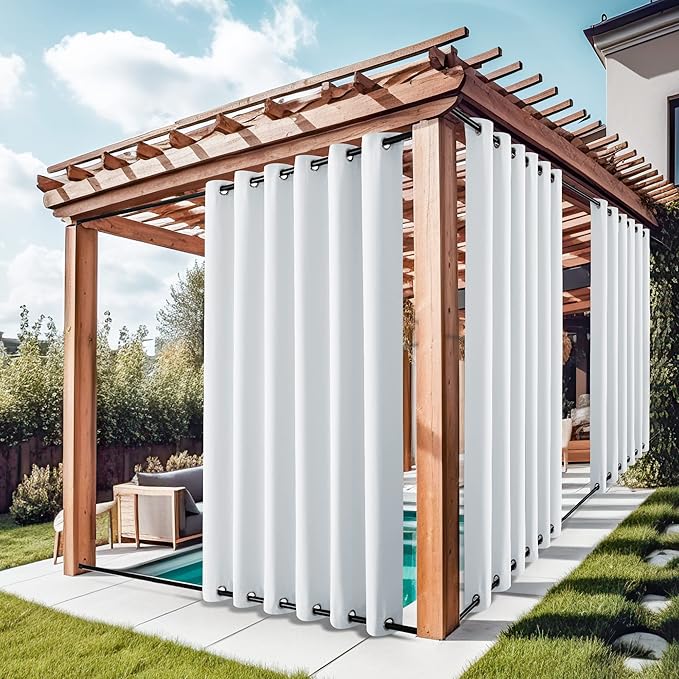 NICETOWN 2 Panels Patio Curtains Outdoor Waterproof W84 x L108, Rustproof Top & by NICETOWN