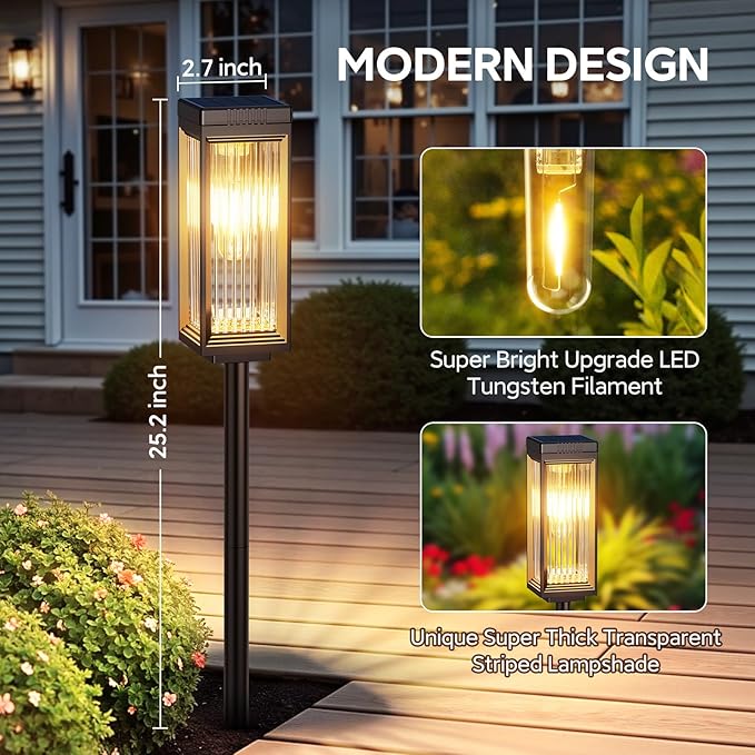 Solar Pathway Lights Outdoor, 4 Pack Upgraded Solar Lights Outdoor Waterproof - Image 2