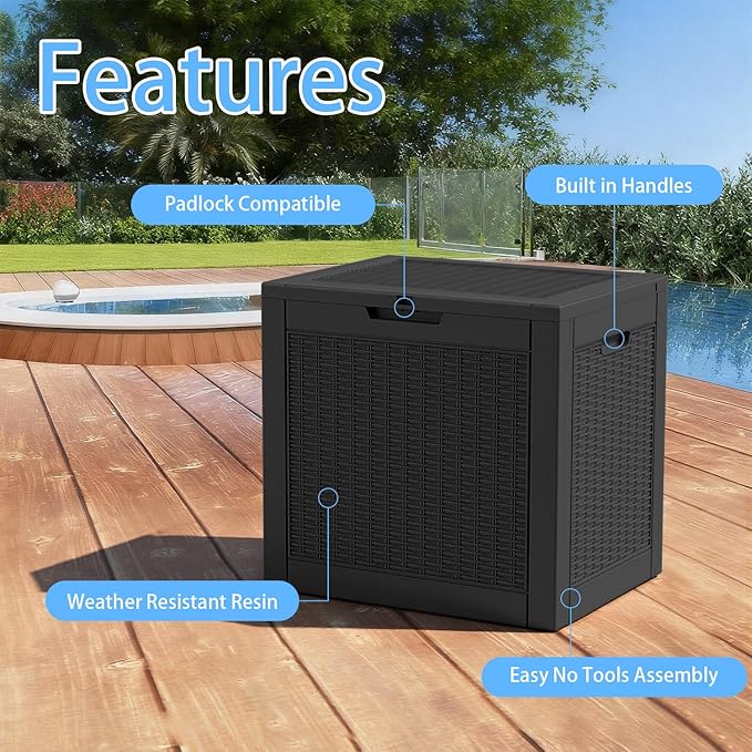 EasyUp 31 Gallon Resin Deck Box Waterproof, UV Resistant Outdoor Storage Box - Image 3
