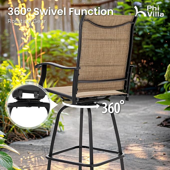 PHI VILLA 7 Piece Patio Bar Dining Set, Bar Height Outdoor Table and Chairs - Image 4