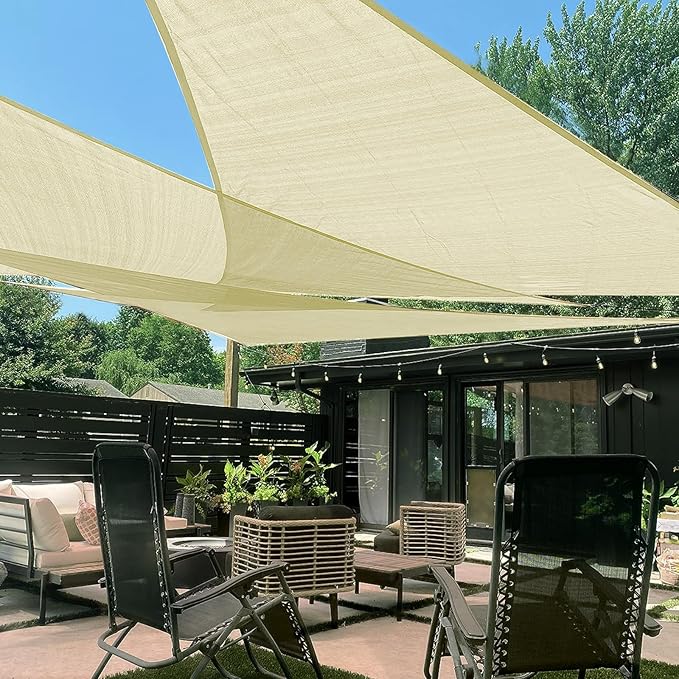 LOVE STORY Custom Size 16'x16'x22.6' Butter Cream Sun Shade Sail Right Triangle by LOVESTORY