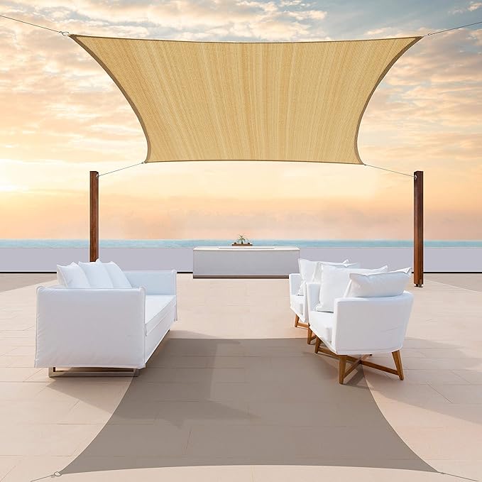 ColourTree TAPR1616 Custom Size 19' x 24' Sand Beige Sun Shade Sail Canopy UV by ColourTree