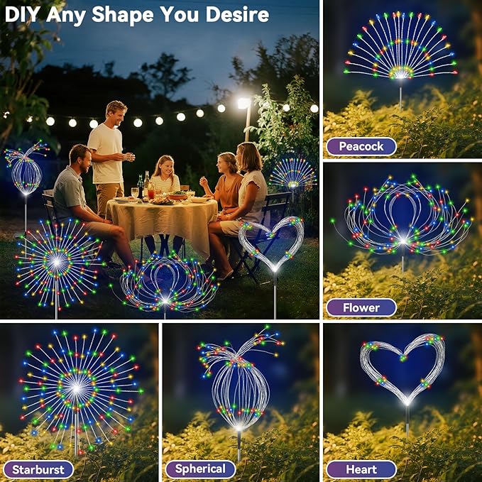 Garden Outdoor Lights, 2 Pack 120 LED Solar Garden Lights Fairy Lights Outdoor - Image 4