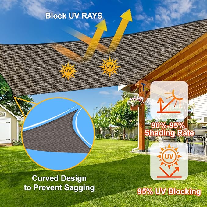 SUNLAX Sun Shade Sail SS-132 18' x 18' x 25.5' Brown Right Triangle Canopy Sail - Image 4