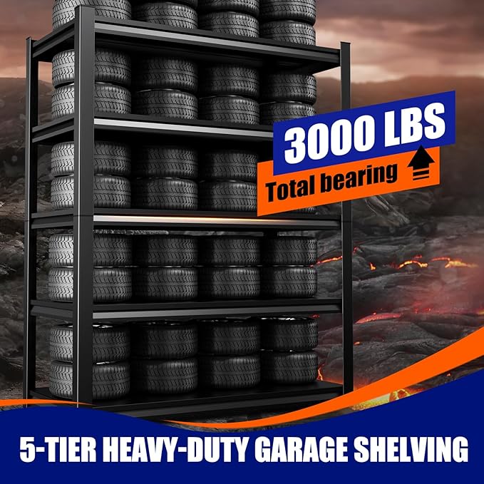71" H-46 W Garage Shelving Heavy Duty Storage Shelves, Metal Adjustable - Image 4