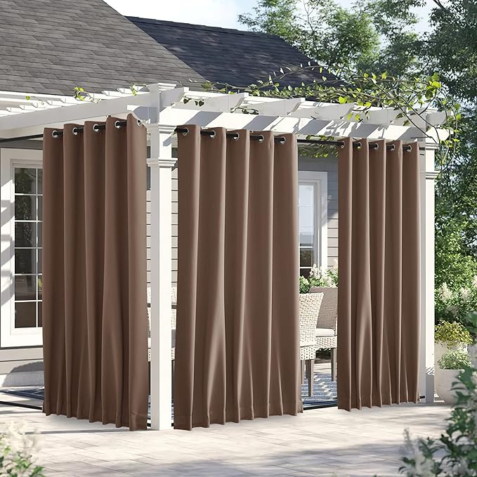 NICETOWN 2 Panels Weighted Blackout Outdoor Curtains by NICETOWN