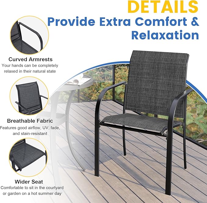 VICLLAX 5 Pieces Patio Dining Set, Outdoor Furniture Set Includes 41.2" Round - Image 2