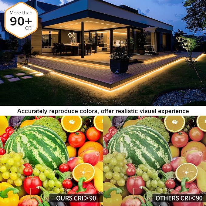 50ft COB Outdoor LED Strip IP67 Waterproof, 3000K Warm Whit DC24V Flexible LED - Image 5