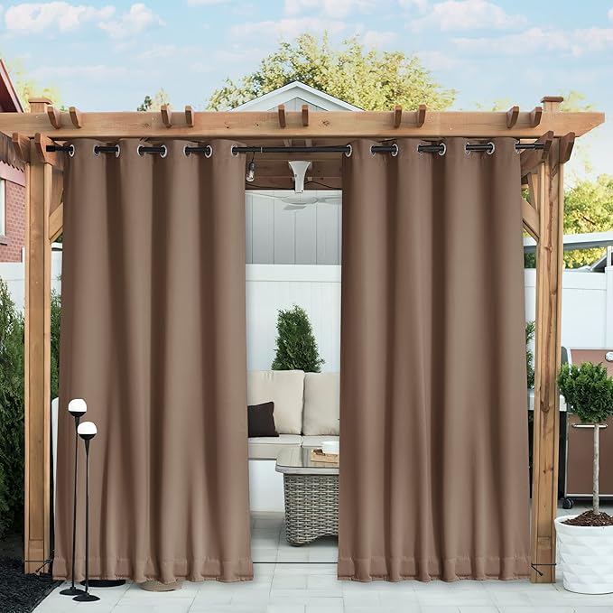 NICETOWN 2 Panels Weighted Blackout Curtains Patio Waterproof Outdoor Curtains by NICETOWN