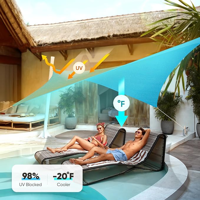Quictent 24X24FT Large Overzied 185G HDPE Square Sun Shade Sail Turquoise - Image 3