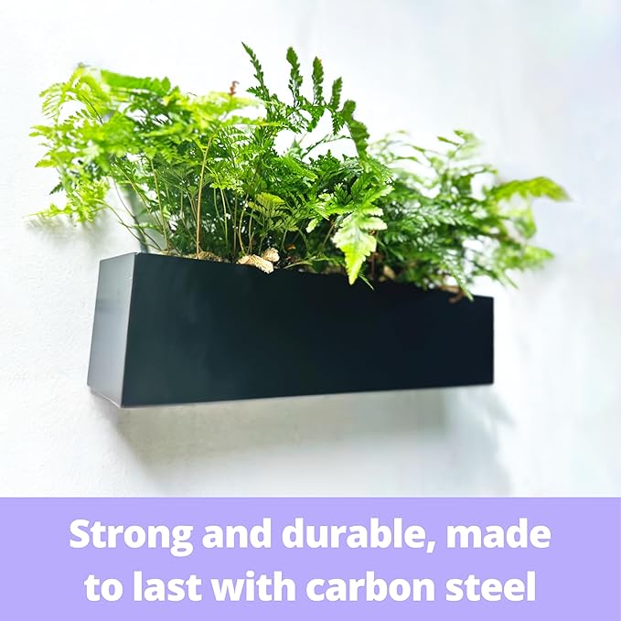 LaLaGreen Wall Planter Rectangular Metal Hanging Flower Pot - Image 3