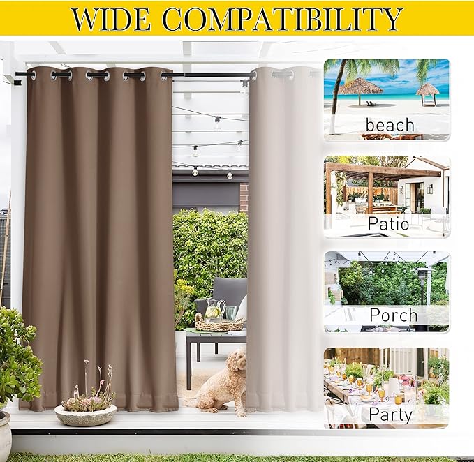 NICETOWN 2 Panels Waterproof Outdoor Curtains - Image 7