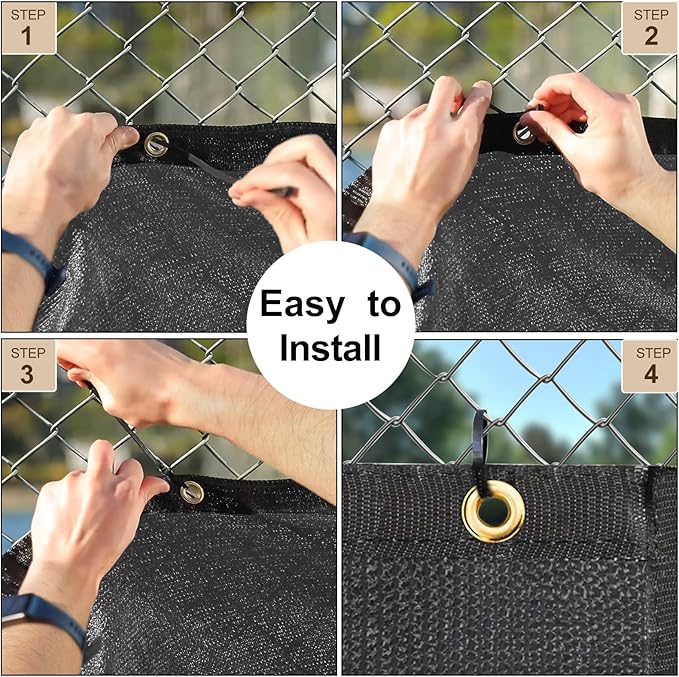 UPGRADE Privacy Fence Screen 5'x12' Dark Grey Outdoor 90% Visibility Blockage - Image 5