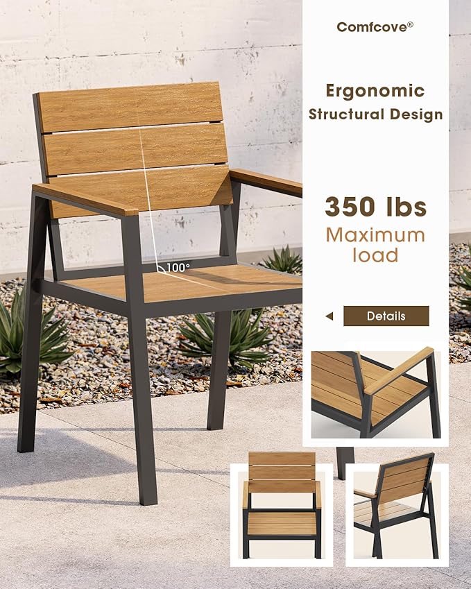 Outdoor Patio Dining Sets, Aluminum 5 Piece HDPS Outdoor Dining Table Set - Image 6