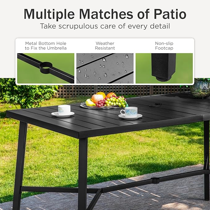 PHI VILLA 7 Piece Patio Bar Dining Set, Bar Height Outdoor Table and Chairs - Image 7