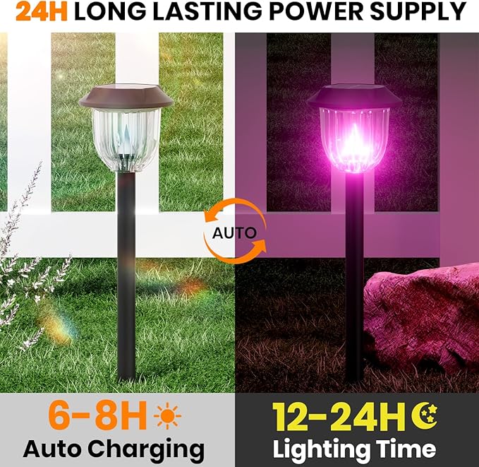 AOSEA 2 Pack Solar Pathway Lights Outdoor Waterproof - Image 7