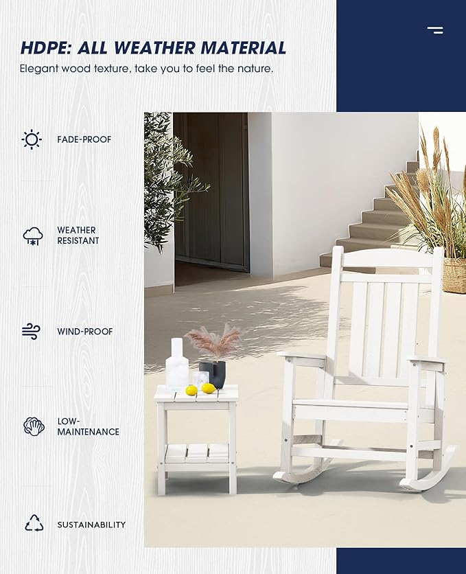 KINGYES Oversized Patio Rocking Chair Set of 2, High Density Polyethylene - Image 5