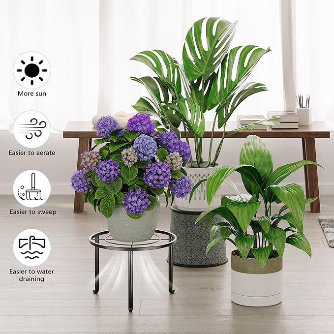 5 Pack Metal Plant Stand Indoor Outdoor Heavy Duty Rustproof Iron Flower Pot - Image 4