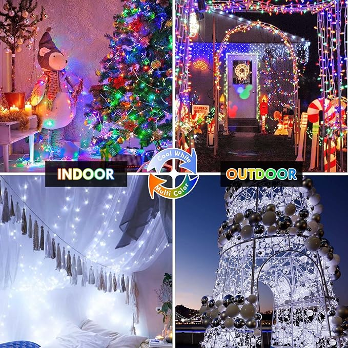 Cool White to Multicolor Color Changing 200 LED 66FT Connectable Christmas - Image 5