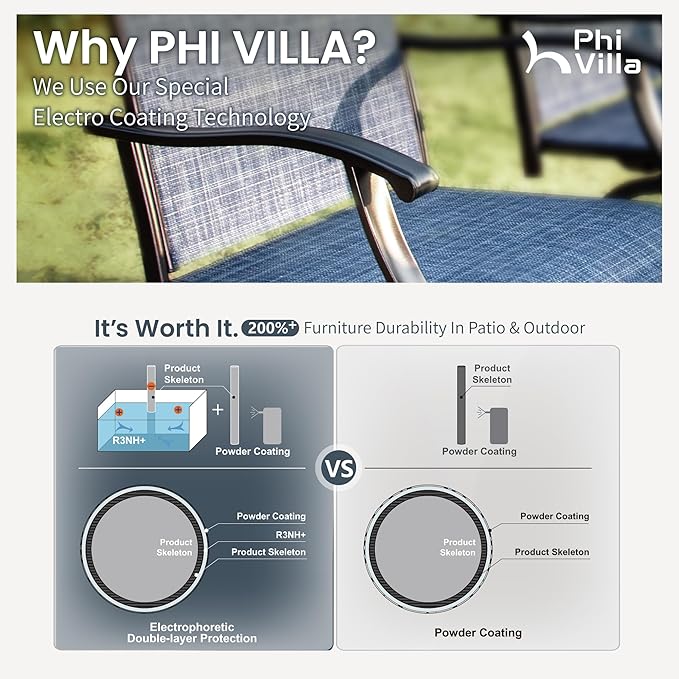 PHI VILLA Outdoor Swivel Bar Stools Set of 4, Bar Height Patio Stools & Chairs - Image 8