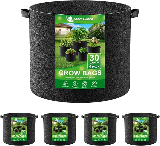 Land Guard 4-Pack Fabric Grow Bags 30 Gallon, Thickened Nonwoven Garden Pots by LandGuard