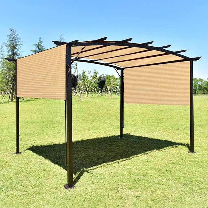 Eden's Decor Straight Flat-Edged Sun Shade Sail Rectangular 4' x 12' Beige - Image 5