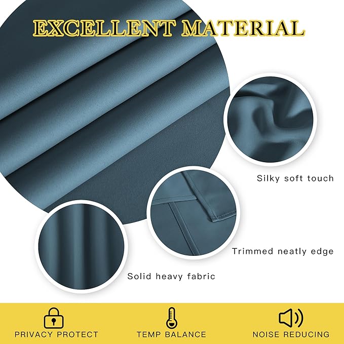 NICETOWN Blackout Sliding Door Curtains 84 Inch Length, Extra Wide Room Divider - Image 2