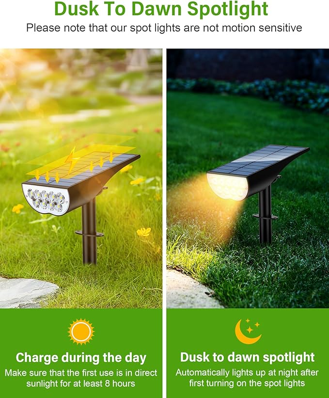 Solar Spot Lights Outdoor, Solar Lights Outdoor Waterproof IP65, 3 Brightness - Image 2