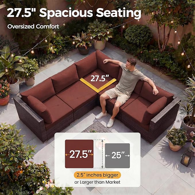 NICESOUL Modern 9 Pcs Patio Sectional Sofa Set - Image 6