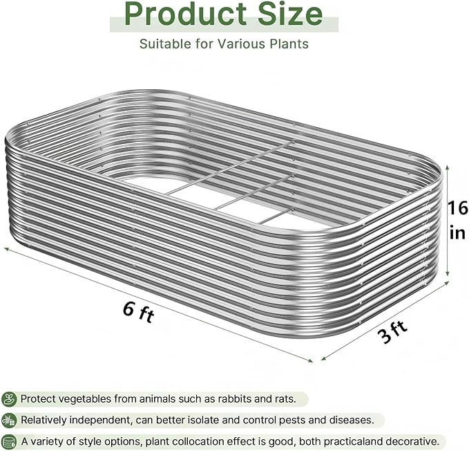 2 PCS Tall 6x3ft Galvanized Raised Garden Bed Outdoor, Metal Garden Bed - Image 2