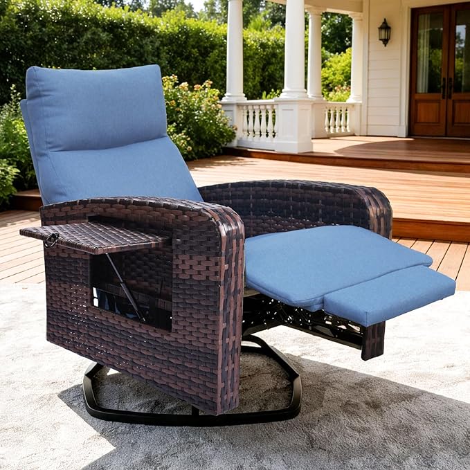 Outdoor Recliner Chair Set of 2, Wicker Patio Recliners by zzw