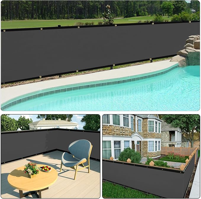 UPGRADE Privacy Fence Screen 5'x60' Dark Grey Outdoor 90% Visibility Blockage - Image 6