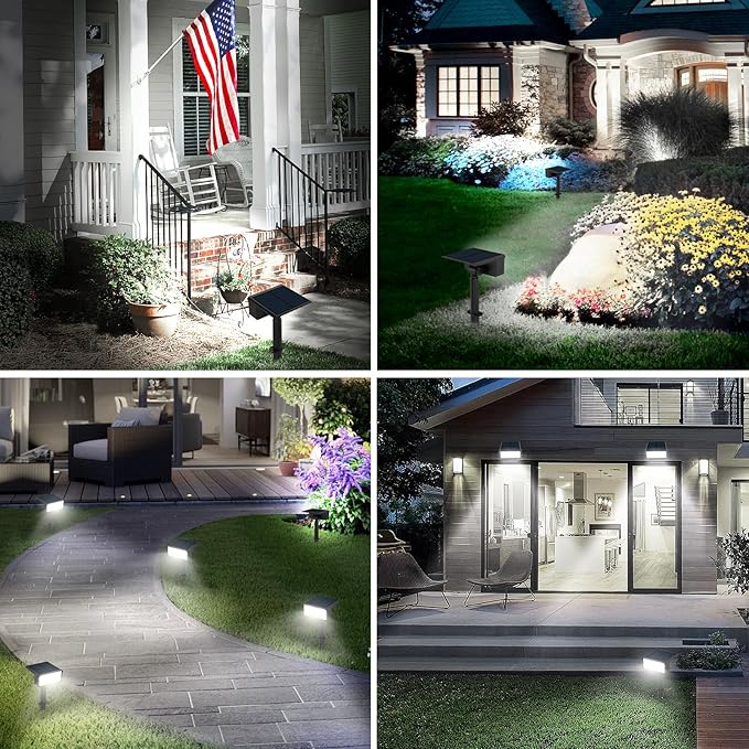 T-SUN Solar Spot Lights Outdoor, 8 Pack 49LED Landscape Spotlights, 2 Lighting - Image 8