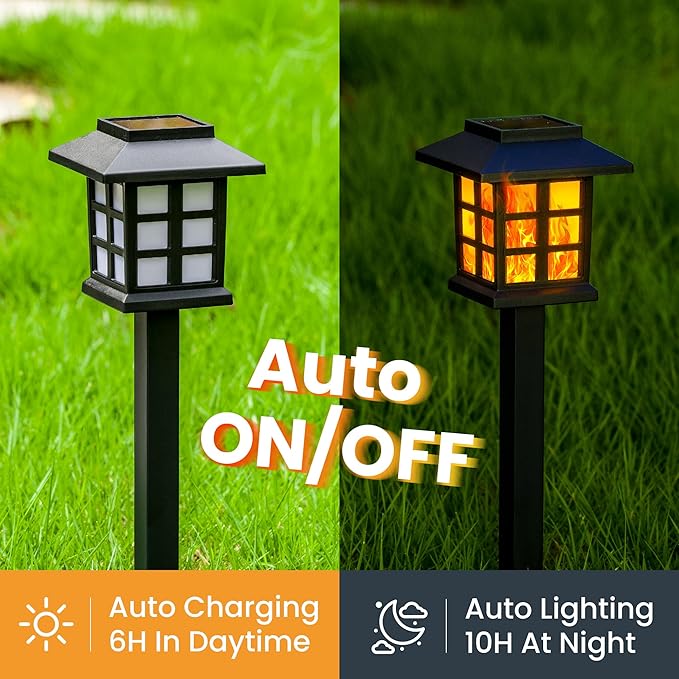 GIGALUMI Solar Lights for Outside, 8 Pack Flickering Flame LED Solar Outdoor - Image 5