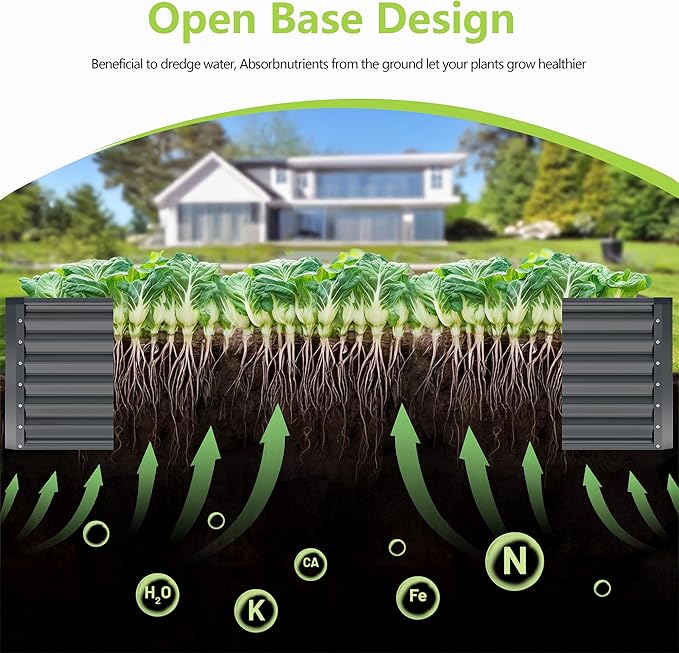 4x2x2FT Galvanized Raised Garden Bed, Galvanized Planter Boxes Outdoor - Image 2