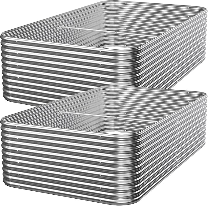 2 PCS Tall 6x3ft Galvanized Raised Garden Bed Outdoor, Metal Garden Bed by Mostmahes