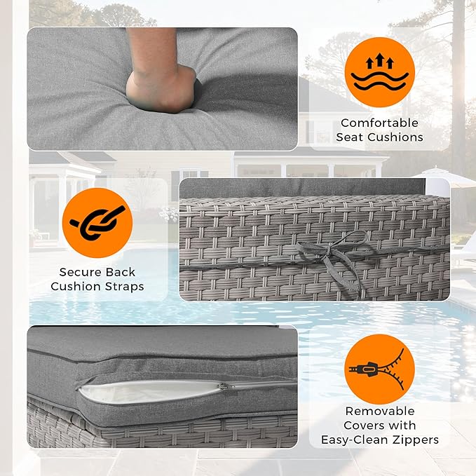 14-Seat Outdoor Wicker Patio Furniture Set - Image 7
