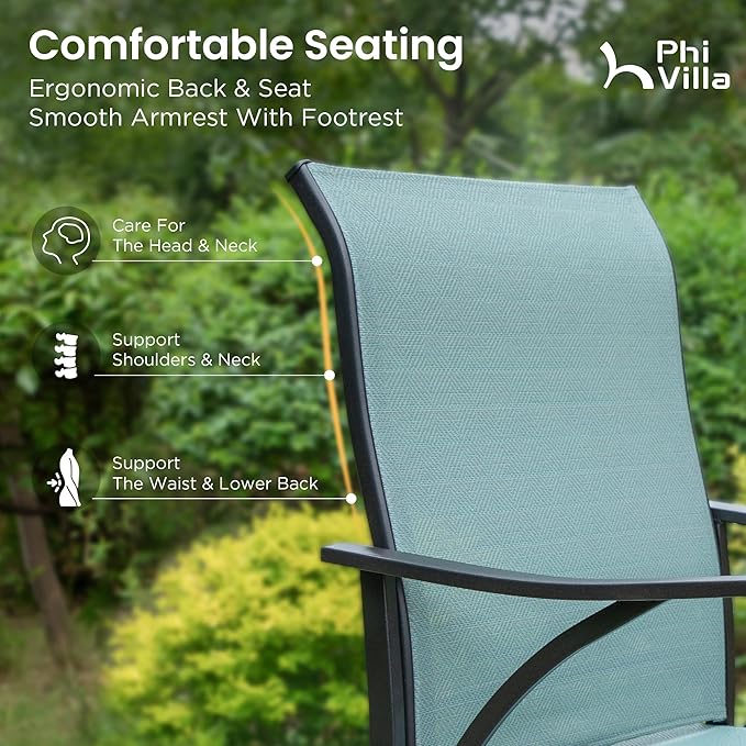 PHI VILLA 7 Piece Outdoor Bar Dining Set, High Top Patio Table and Chairs - Image 5