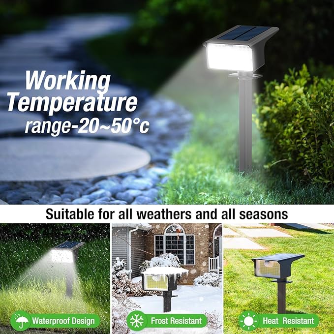 Nipify Solar Spot Lights Outdoor Motion Sensor, 3 Modes Solar Landscape - Image 6