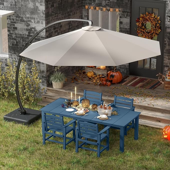 5-Piece Navy Blue Outdoor Dining Set - Image 9