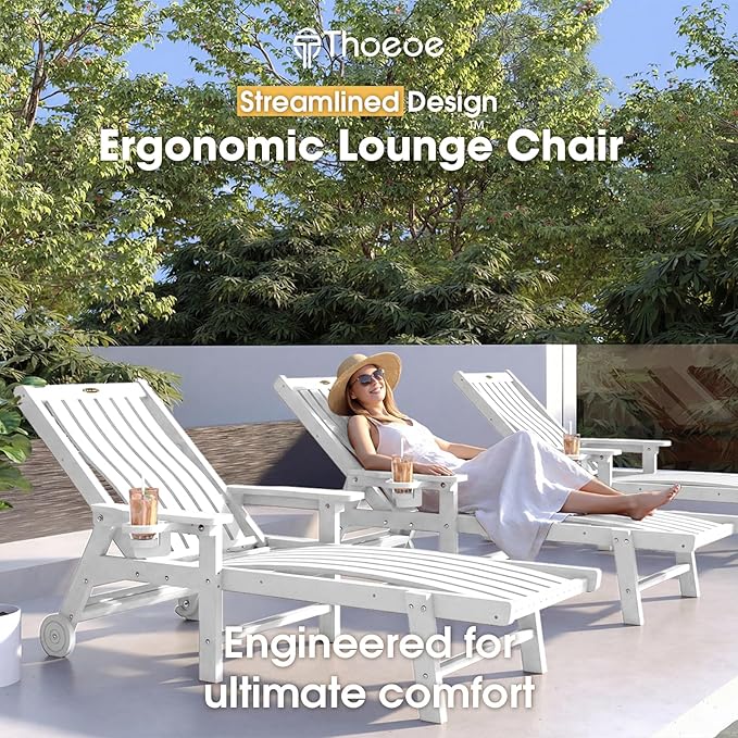 Patio Chaise Lounge Chair Set of 4, Oversized Lounge Chair Outdoor - Image 3