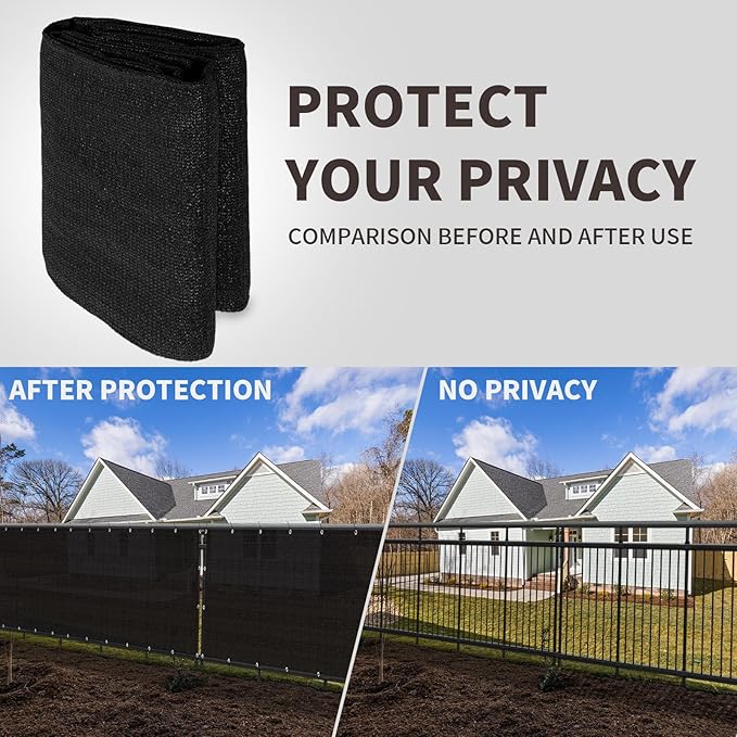 LOVE STORY Custom Size 3.3'x27' Black Balcony Privacy Screen, UV Block Privacy - Image 5