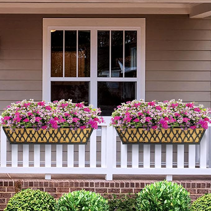 4 Pack 16 Inch Window Boxes Planters Railing Planter Box - Image 4