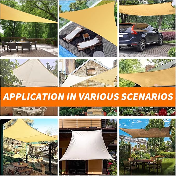 16' x 20' Rectangular Sun Sail Shades Canopy UV Block Outdoor Shades - Image 5