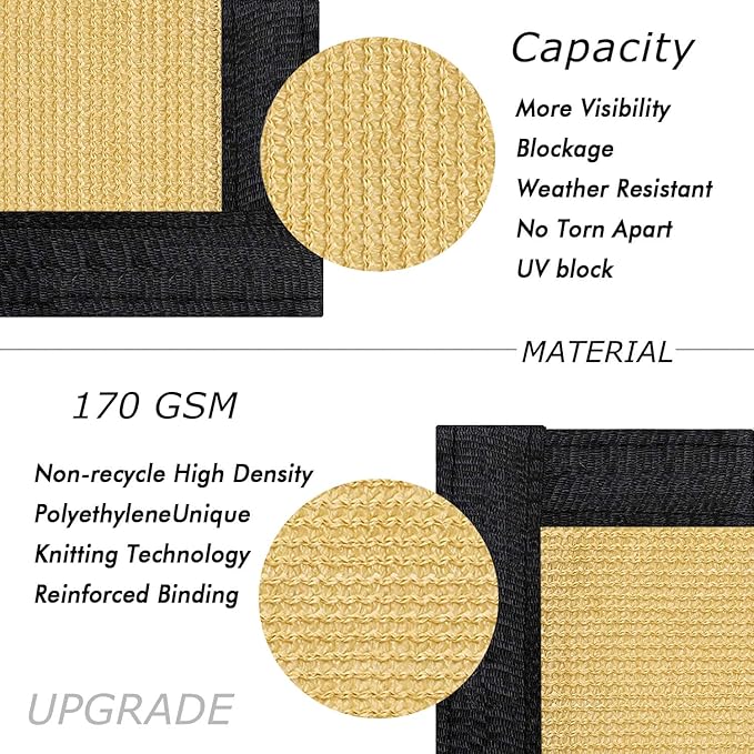 UPGRADE Privacy Fence Screen 6'x39' Sand Outdoor 90% Visibility Blockage 170 - Image 2