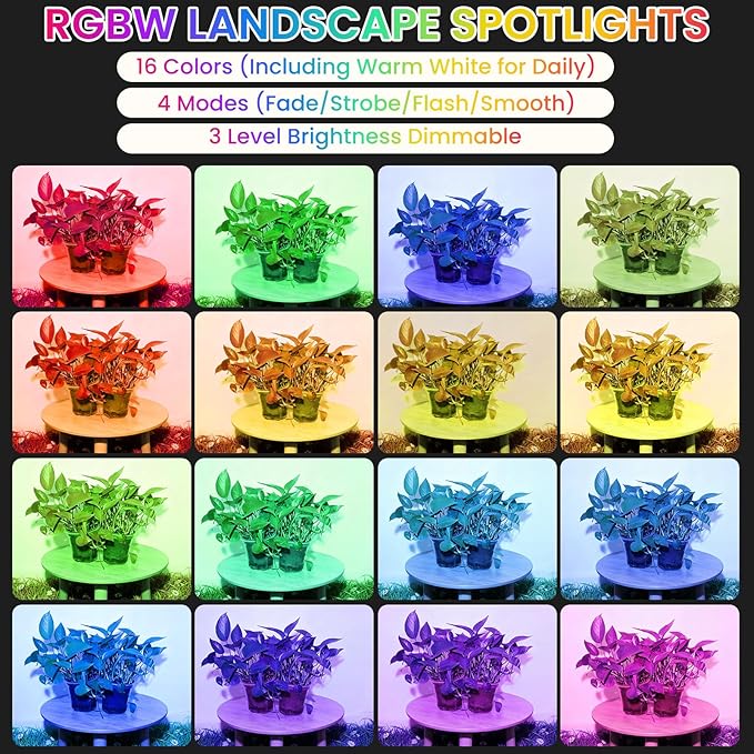 Halloween Christmas Spotlights Outdoor: RGBW Spot lights Plug in 120V Remote - Image 4