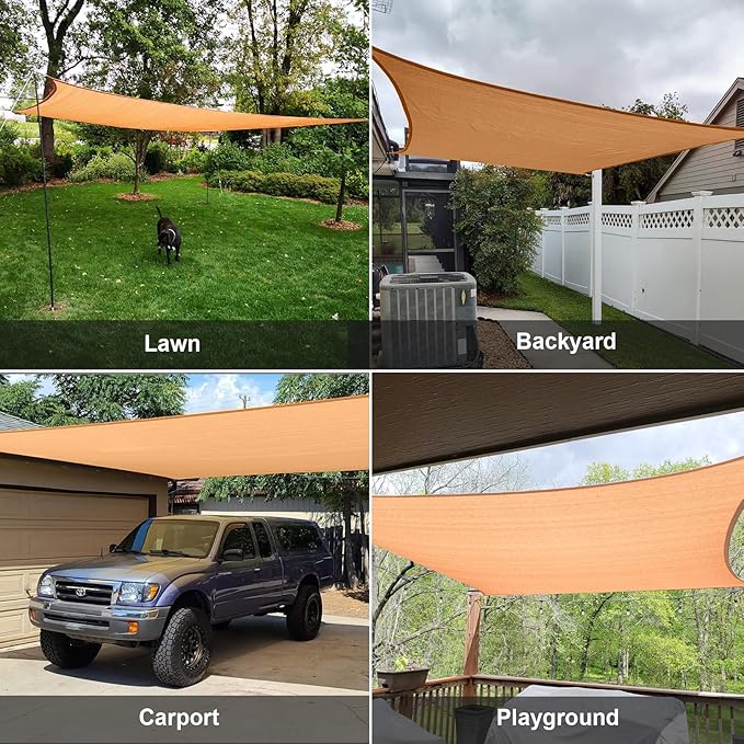 SUNLAX Sun Shade Sail 13' x 15' Peach Fuzz Rectangle Canopy Sail Shade Cover UV - Image 7